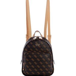 GUESS Rylan 4G logo faux-leather women's small backpack -Brown / Beige